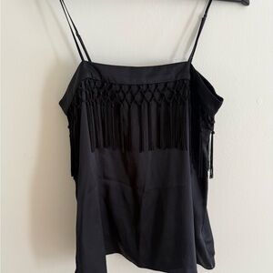 Cami NYC Black Fringe Top